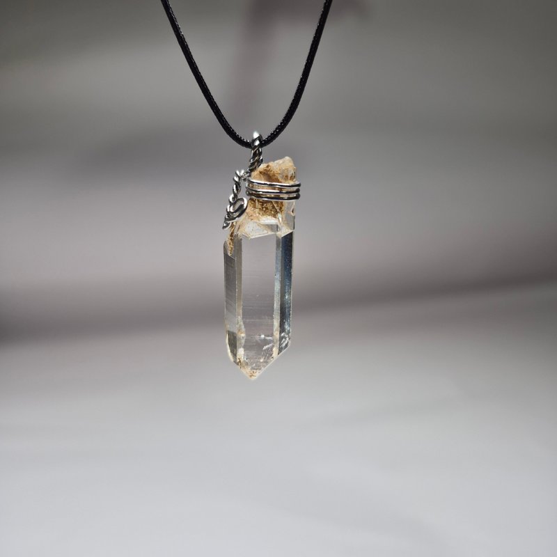 •来自遥远的祝福• 骸骨白水晶手工绕线 原矿吊坠 - 项链 - 水晶 透明