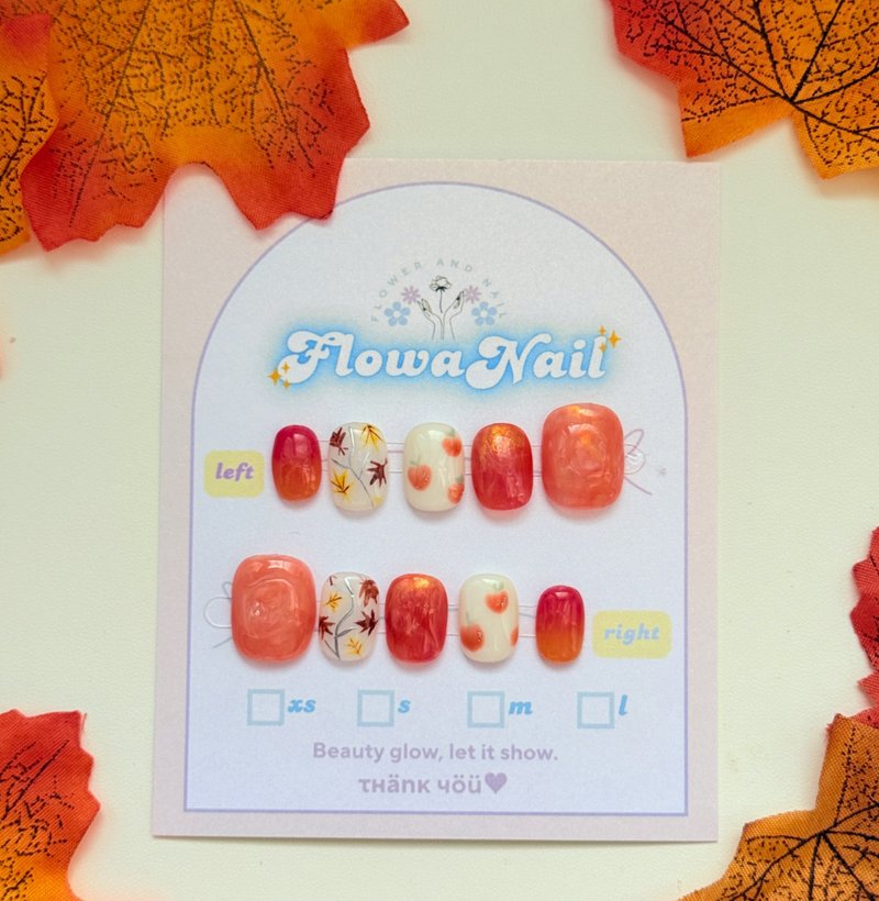 【定制】手工穿戴甲 | 枫树旁的苹果树 | No.A6 - 指甲油/指甲贴 - 其他材质 橘色
