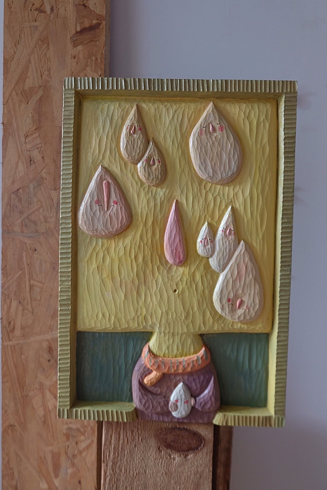 原创手工眼泪木版画装饰画木雕画 - 海报/装饰画/版画 - 木头 黄色