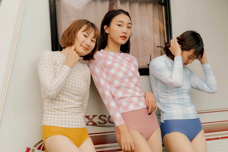 Tropical : Gingham lover Long Sleeve Rashguard - 女装泳衣/比基尼 - 其他材质 多色