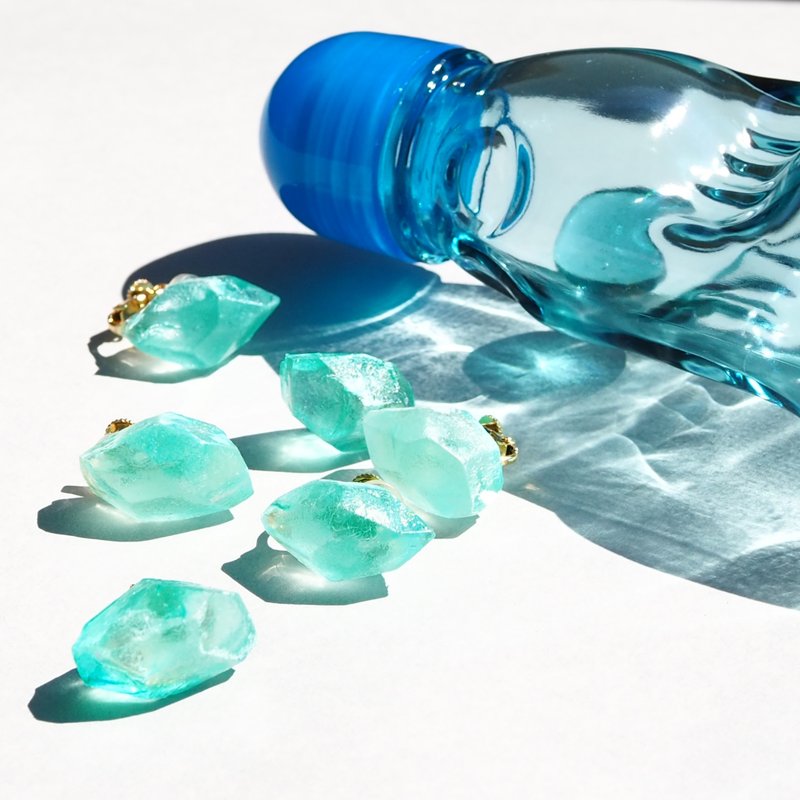 Mino Japanese paper drop (ramune) earrings / Clip-On - 耳环/耳夹 - 纸 蓝色