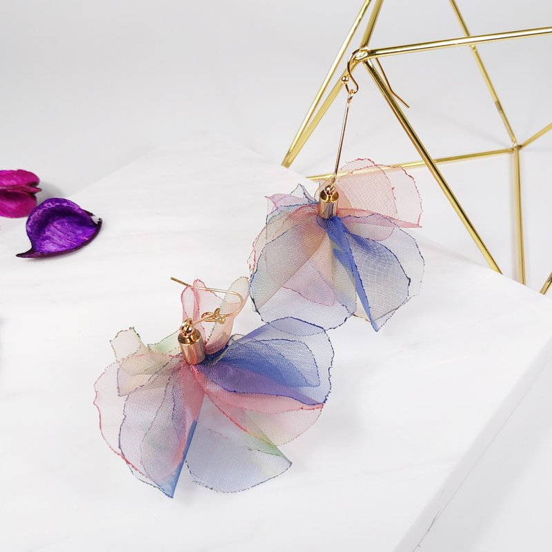 INFINITY大千 时尚 丝质缎带 彩虹 同志 花苞 耳环/夹 礼物 情人 - 耳环/耳夹 - 棉．麻 多色