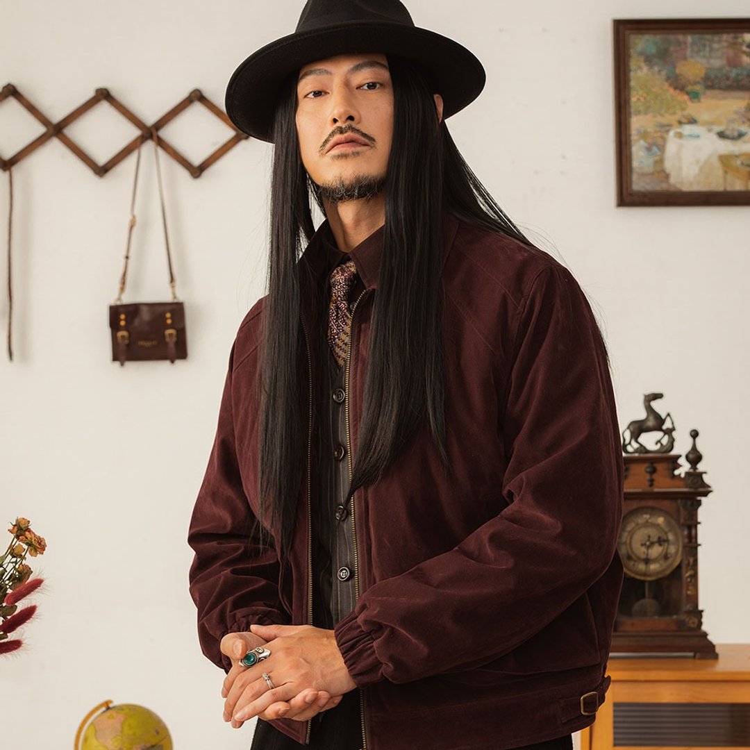 SOARIN 美式复古麂皮绒夹克外套( 243TJ60) - 男装外套 - 棉 红色