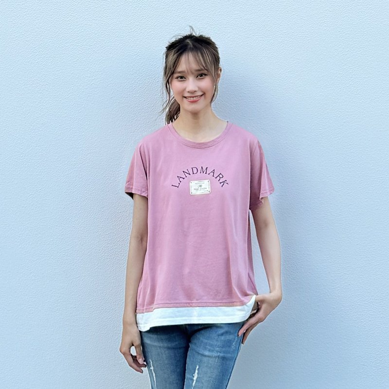 Hana Mokuba 舒适圆领字母印花上衣 - 女装上衣 - 其他材质 