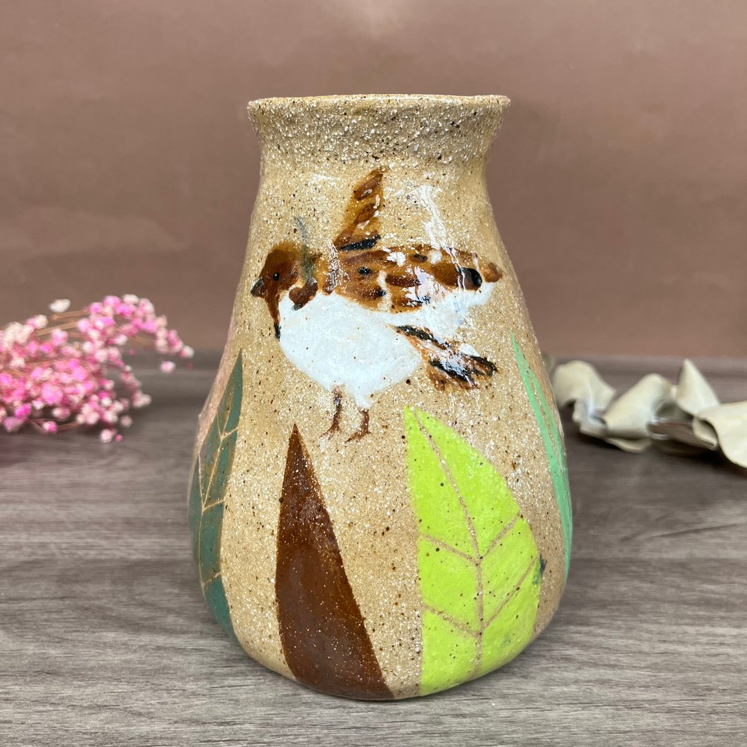 A Lu 双鸟儿陶花器/水壶 手作手绘/采美国进口陶土 原创仅此一件 - 花瓶/陶器 - 陶 多色