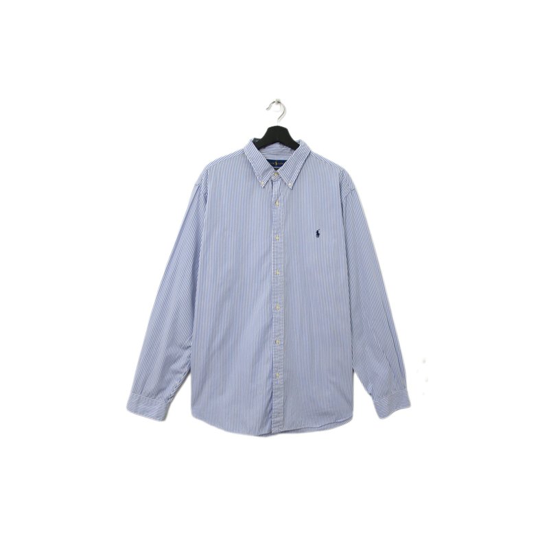 Back to Green-品牌衬衫 Polo蓝白 直条纹 LP-20//vintage shirt - 男装背心 - 棉．麻 