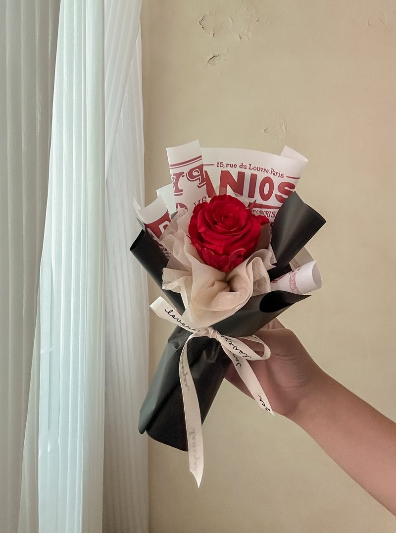 恋爱 七夕花束 情人节 永生花 单枝玫瑰 - 干燥花/捧花 - 植物．花 粉红色