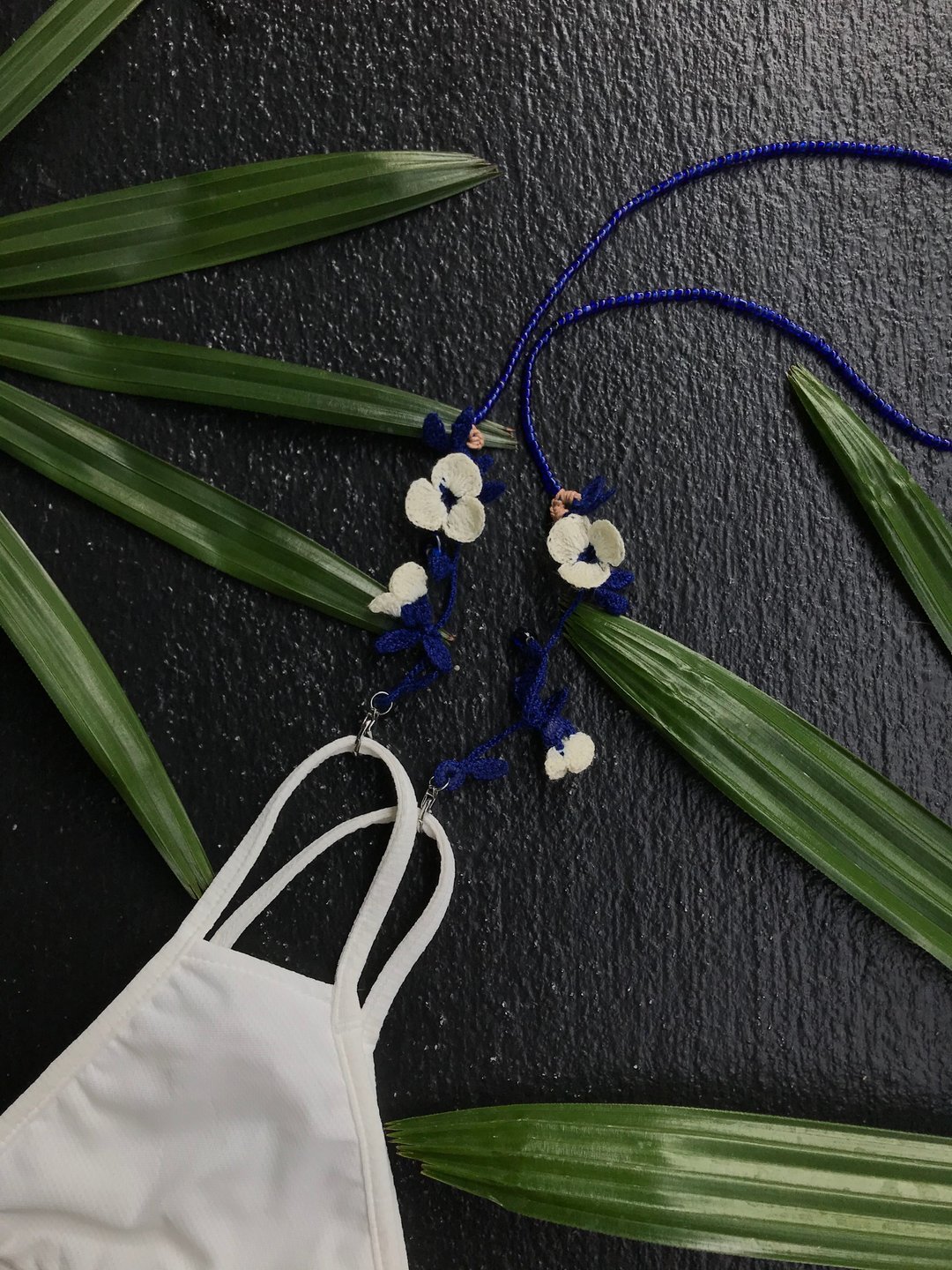 禮物 口罩鍊、眼鏡鍊兩用LittleBean crochet BLUE - 口罩 - 贵金属 蓝色