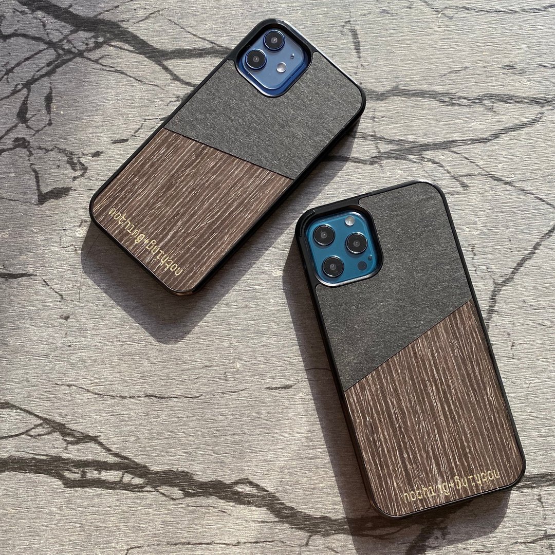 手做木制加牛皮纸 iPhone 12 mini /12 /12 Pro /12 Pro Max - 手机壳/手机套 - 木头 黑色
