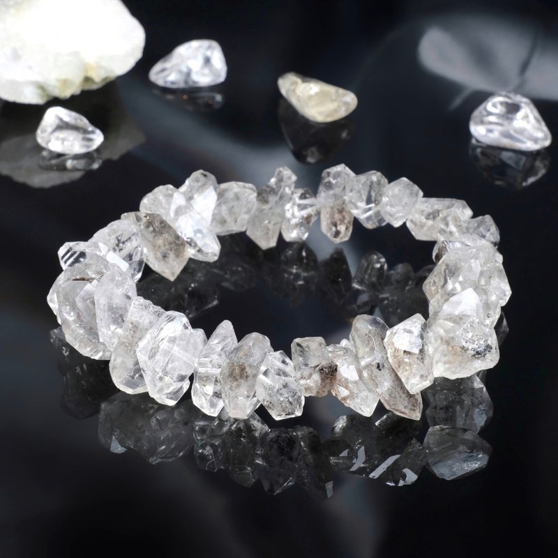 #463 一图一物/闪灵钻双尖水晶手链 净化心灵 天然石 高频水晶 - 手链/手环 - 水晶 白色