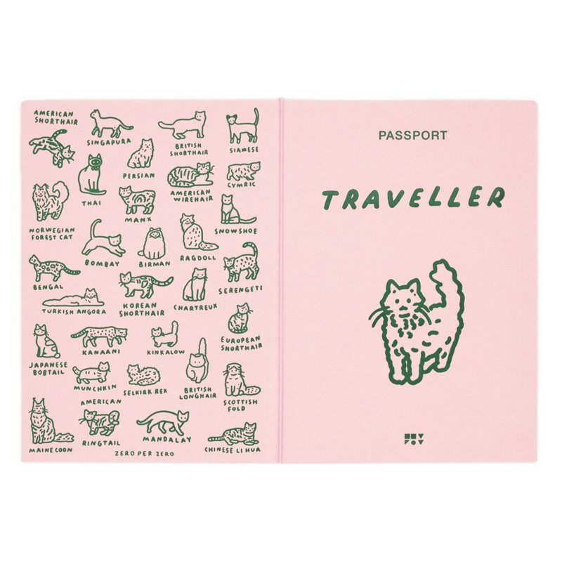 护照套 猫咪图鉴 / 粉红色 - 护照夹/护照套 - 纸 