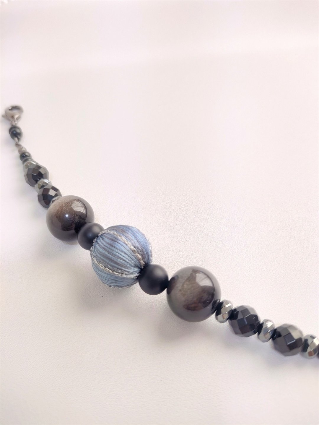 Natural Stone Magnetic Haori String #03 / Kimono Accessory / Gray Haori String - 其他 - 宝石 多色