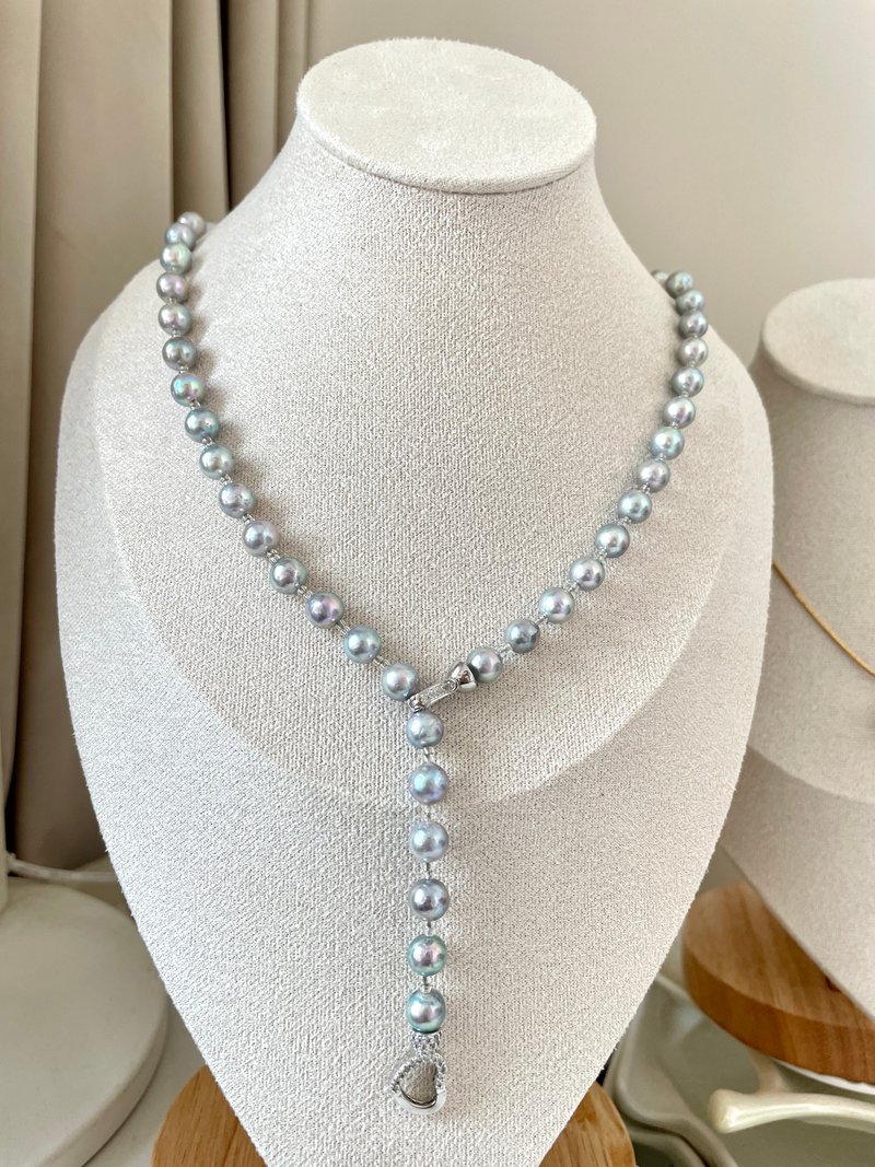 满天星 天然海水珍珠 真多麻 毛衣链/长项链/手链 - 项链 - 珍珠 银色