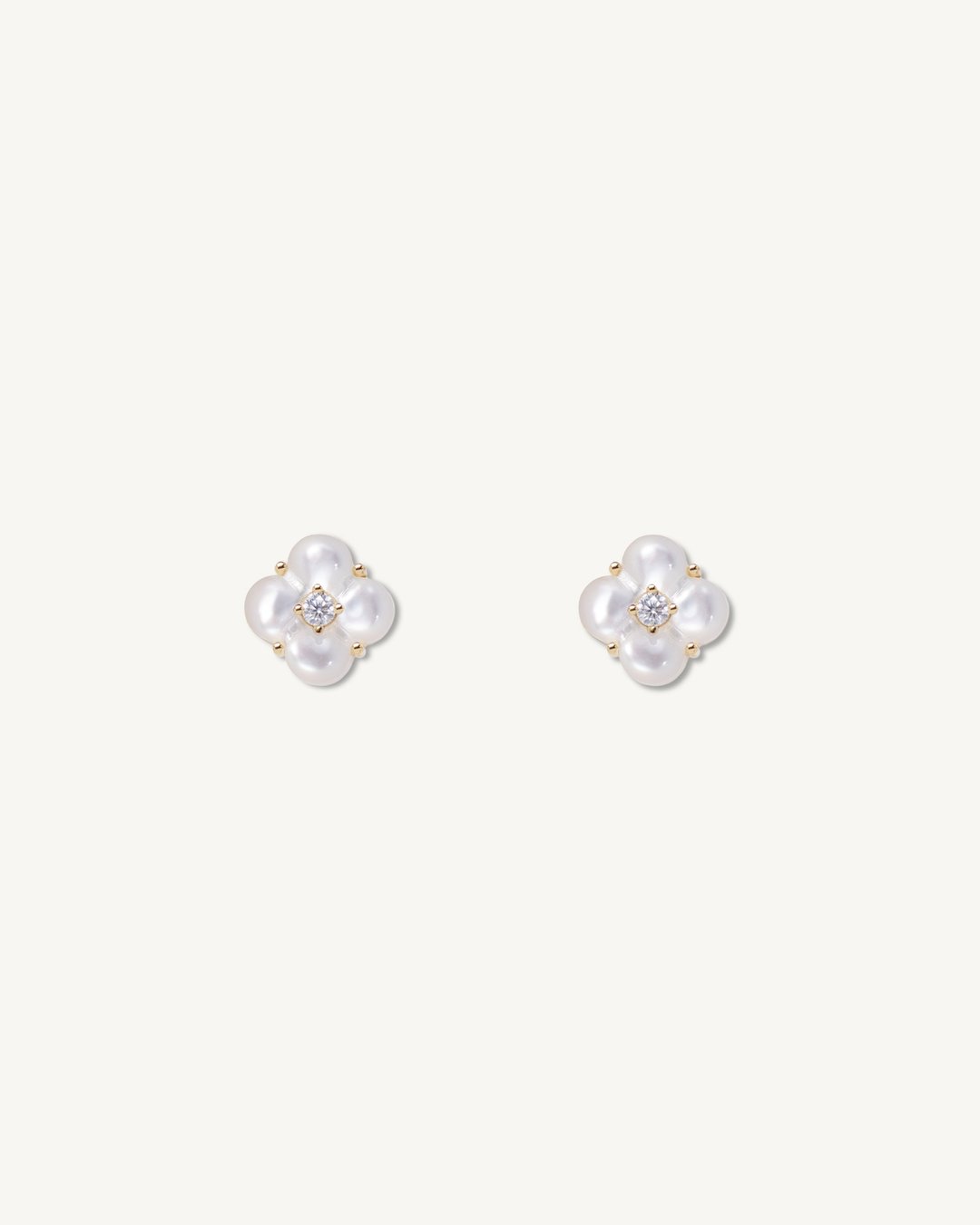 【新品】Clova Earrings │ 四叶花母贝耳环 - 耳环/耳夹 - 纯银 金色
