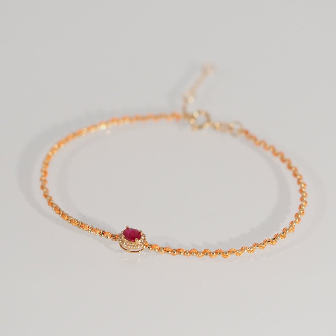 18K金红宝石钻石手链 Ruby Beam Diamond Bracelet - 手链/手环 - 贵金属 