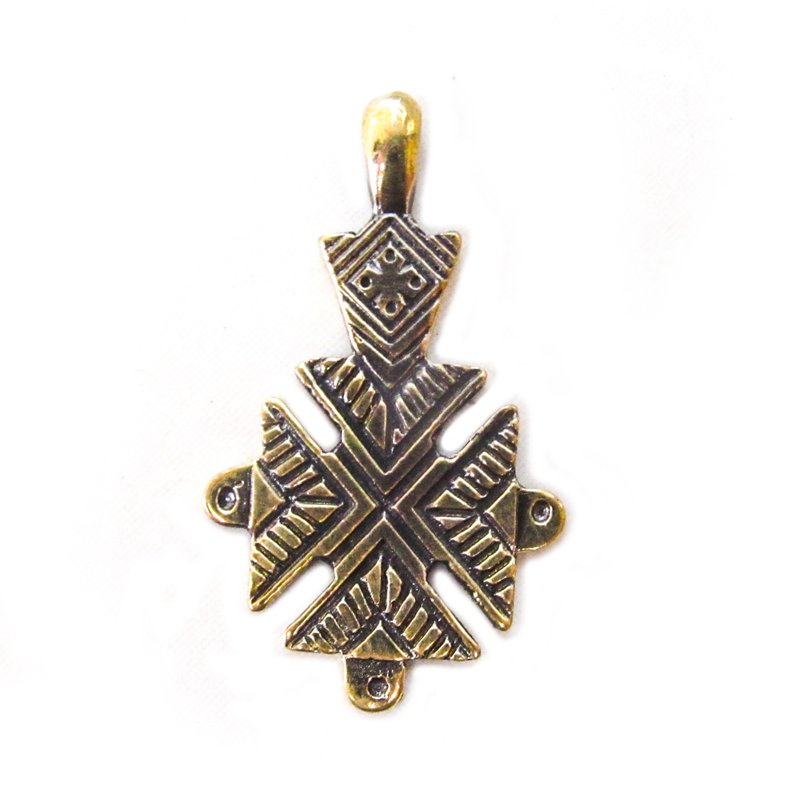 Handmade brass cross necklace pendant,handmade cross jewelry charm,ukraine cross - 吊饰 - 铜/黄铜 金色