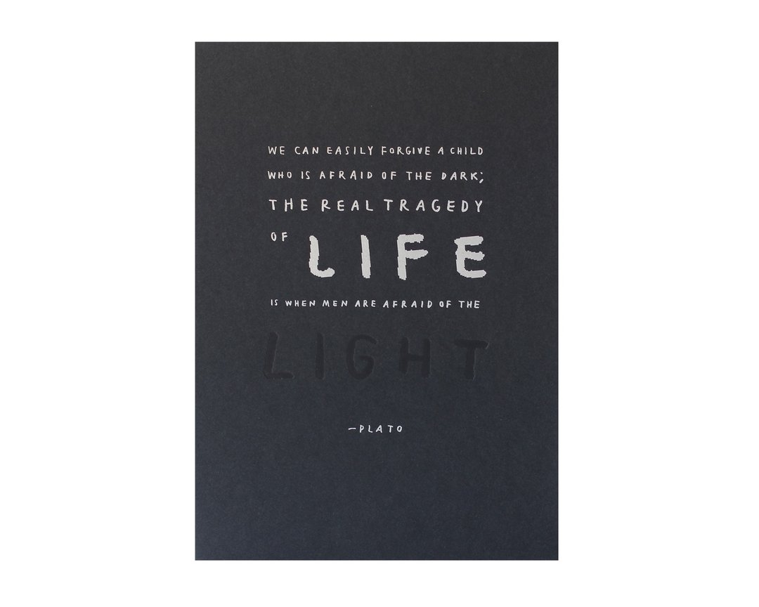 Plato's Quote on LIGHT - 5x7 Letterpress Print - 海报/装饰画/版画 - 纸 黑色