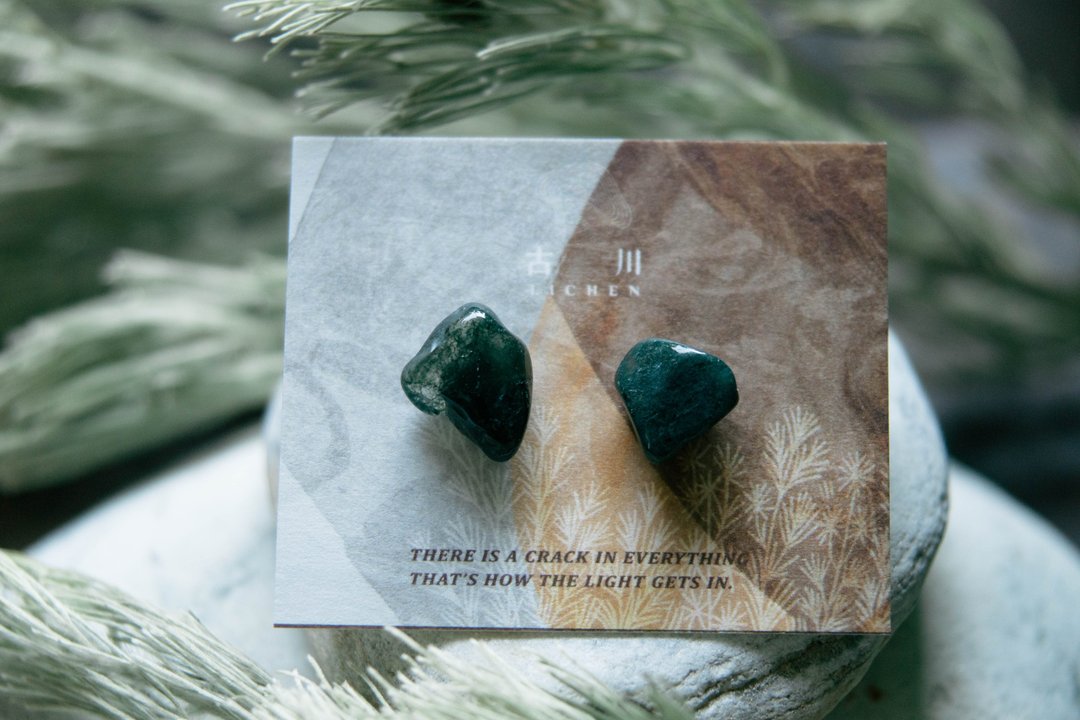 CRACK | 矿物系耳环 |  EARRINGS - 耳环/耳夹 - 玉石 绿色