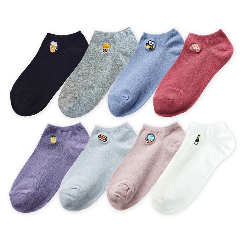 【ONEDER旺达】韩系电绣船袜 脚踝袜 柔棉刺绣袜 台湾制棉袜 - 袜子 - 其他材质 