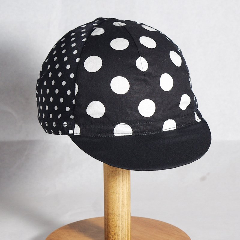手工单车小帽 | 波点拼布 香港本土品牌 手工制 - 自行车/周边 - 棉．麻 黑色