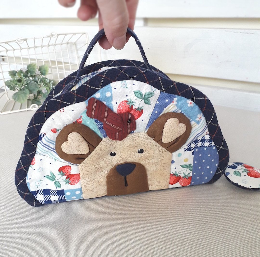 花花熊手提收纳包 | 糖果盒 针线 文具 美妆品收纳盒 - 化妆包/杂物包 - 棉 