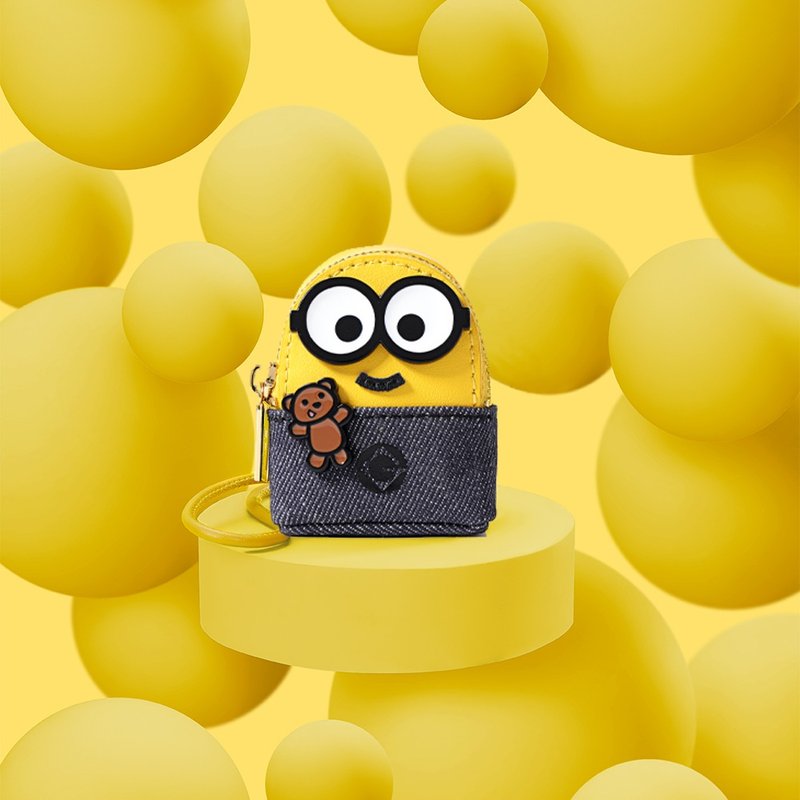 Minions织物镶牛皮革纳米斜挎包 - 侧背包/斜挎包 - 真皮 黄色