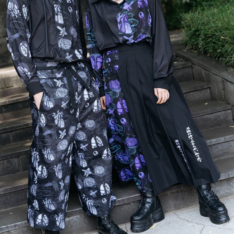 月读灵药金鱼眼球扣带刺绣百褶剑道长裙和风ACDC RAG台湾JA0505 - 裙子 - 聚酯纤维 