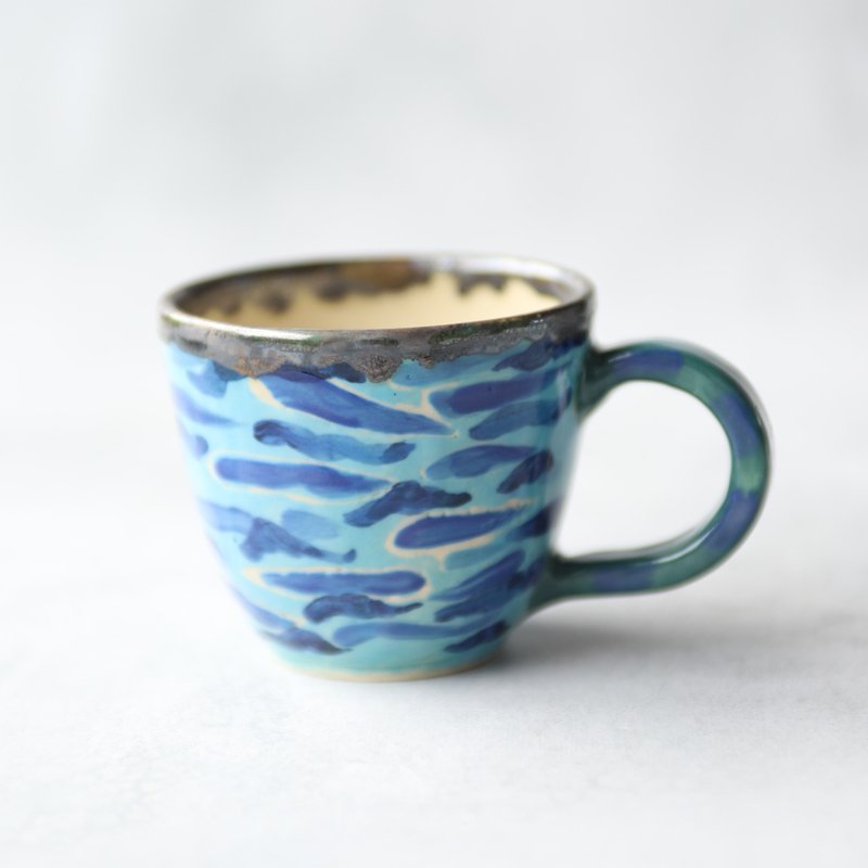蓝线纹马克杯 - 咖啡杯/马克杯 - 陶 蓝色