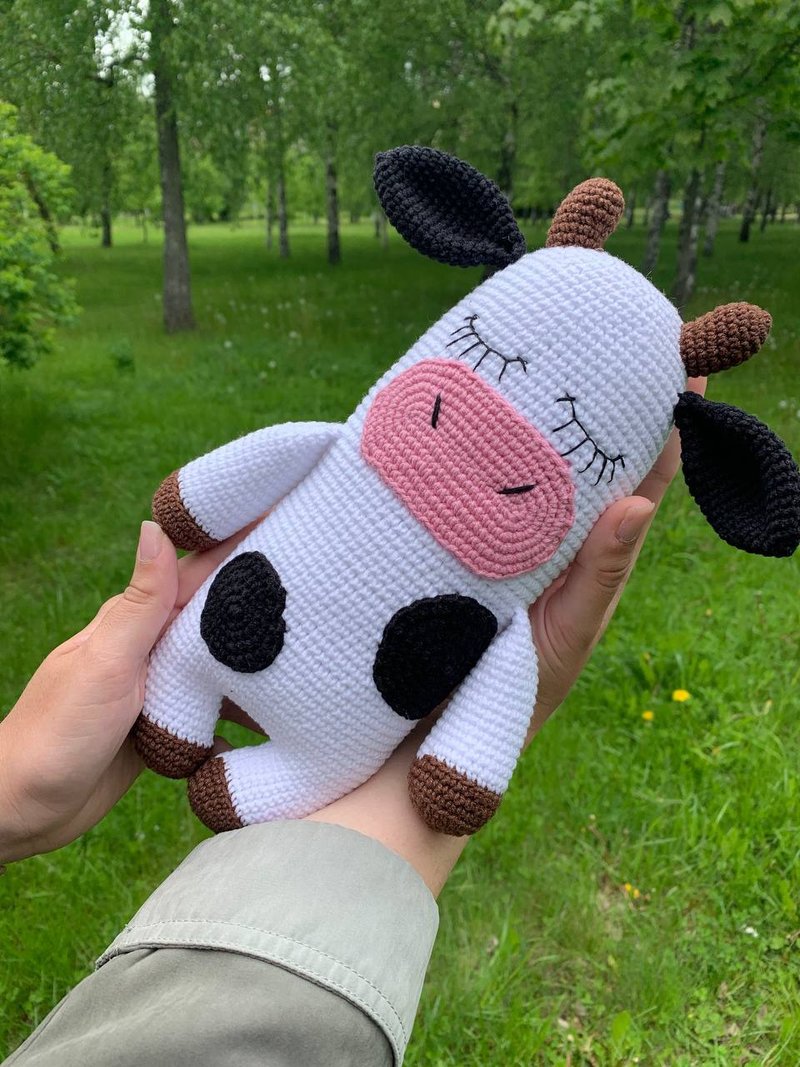 Cow plush, cow stuffed animal, cow baby toy, baby gifts crochet - 玩具/玩偶 - 其他材质 