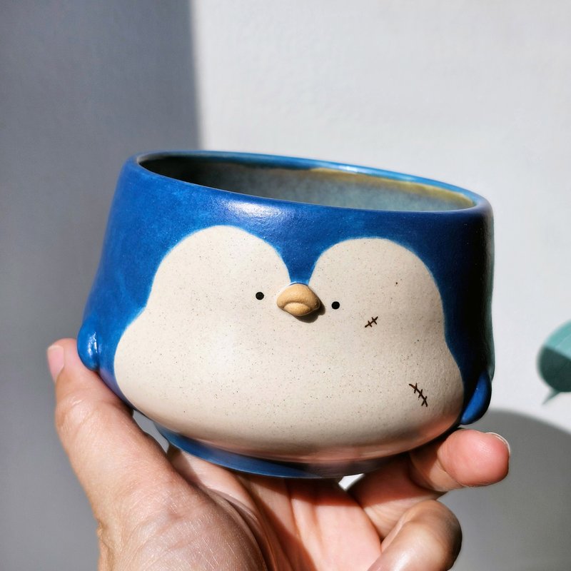 Penguin cup. Handmade ceramic tea cup. - 咖啡杯/马克杯 - 陶 