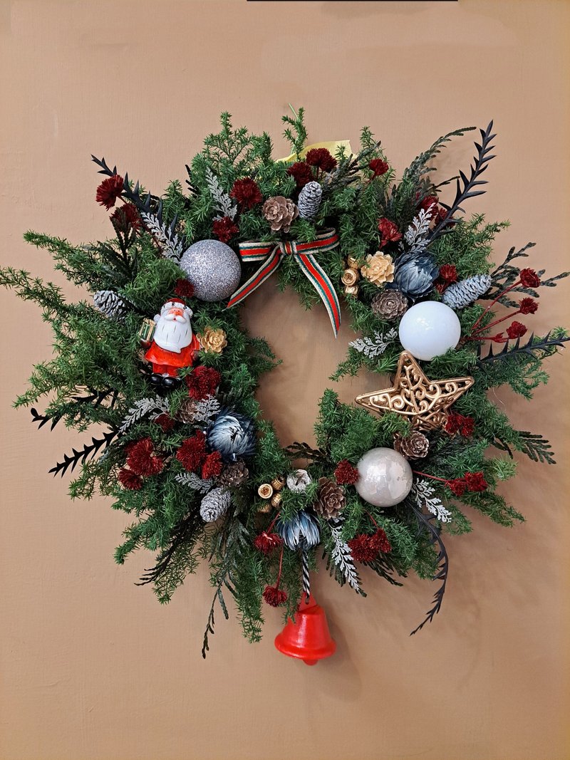 永生雪松圣诞老人花圈 - 干燥花/捧花 - 植物．花 