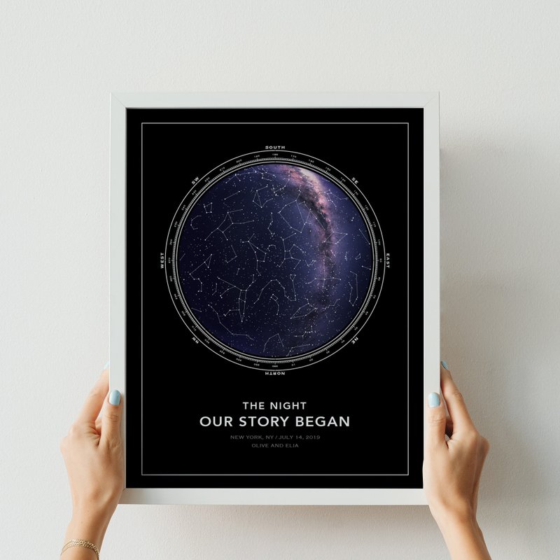 定制化 我们的星空 纪念日 生日 指定日子的星图 结婚周年礼物 - 海报/装饰画/版画 - 纸 蓝色