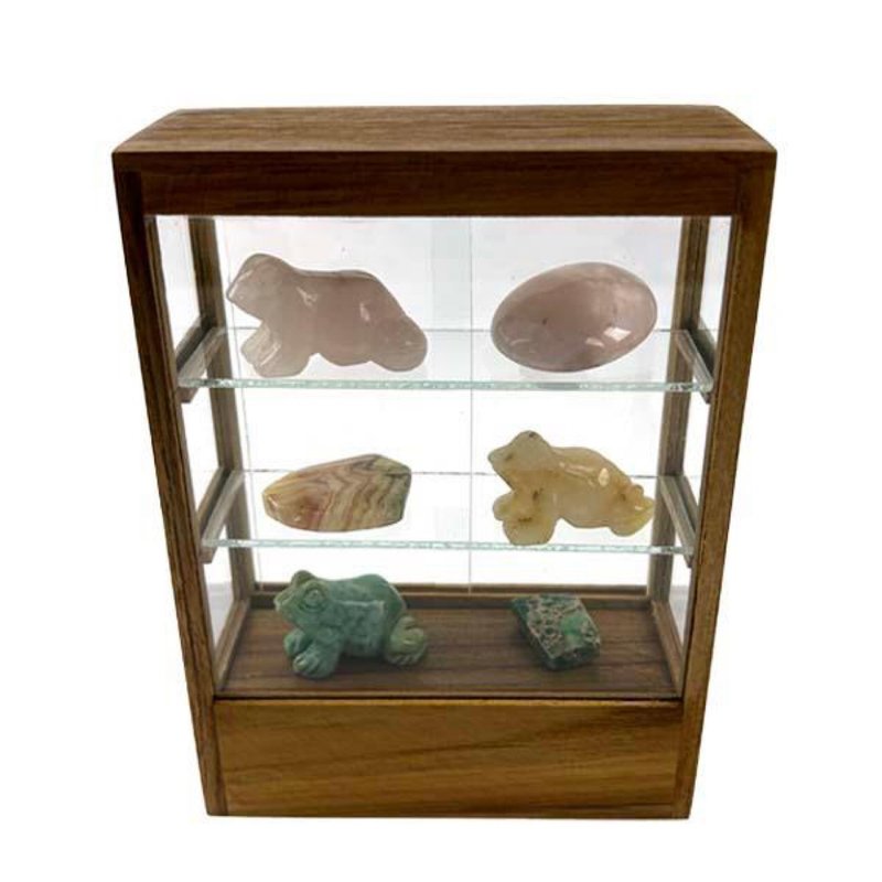 木质三层架子 后玻璃门展示架 - 收纳用品 - 木头 咖啡色