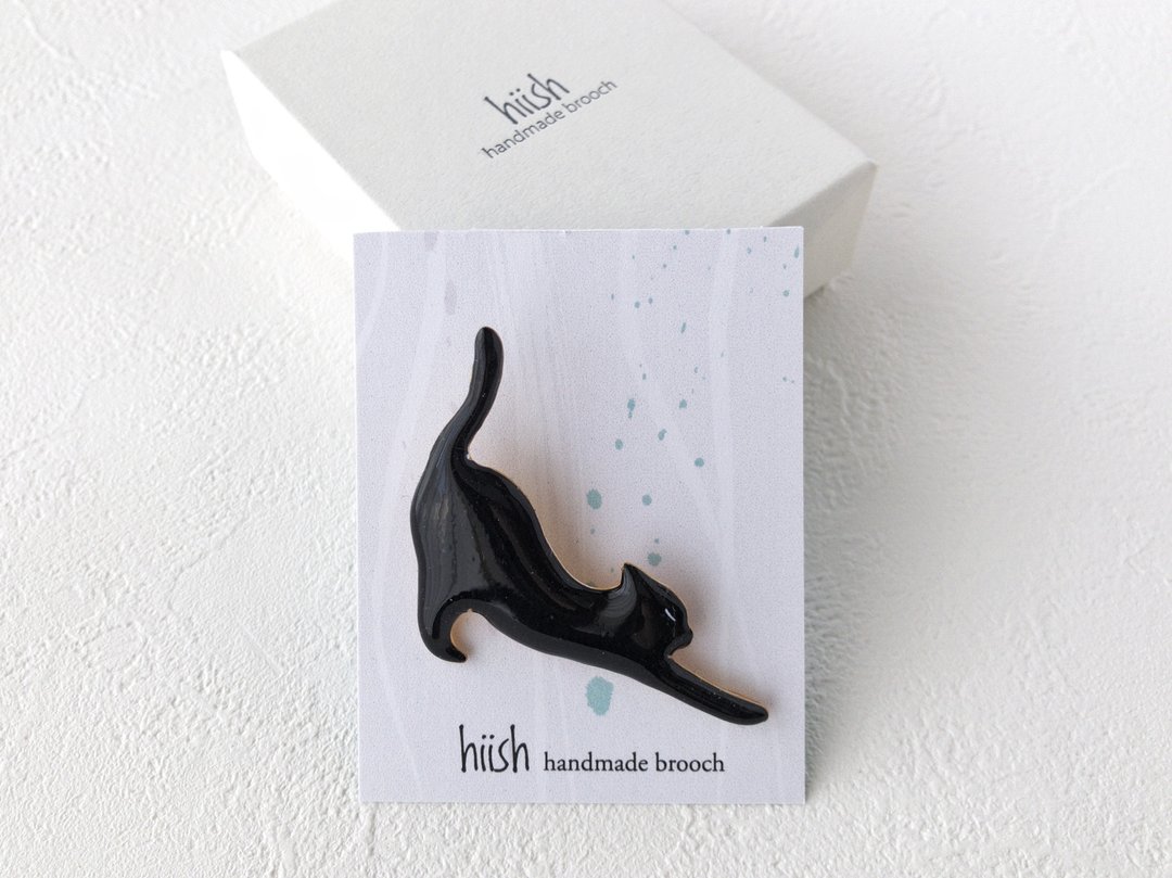 Black cat brooch 2 - 胸针 - 树脂 黑色