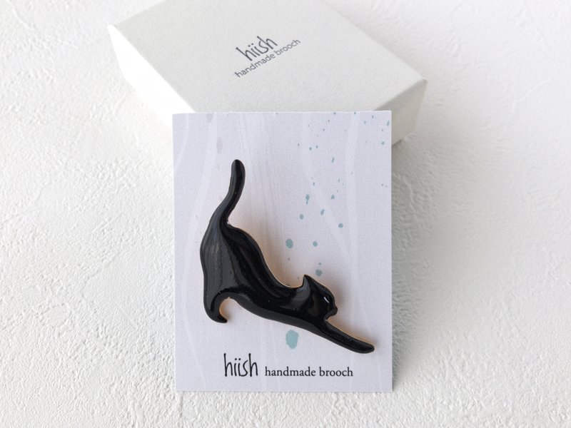 Black cat brooch 2 - 胸针 - 树脂 黑色