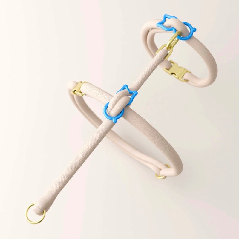 【专为猫咪出行设计】首创圆绳减敏猫胸背带 - 燕麦杏 - 项圈/牵绳 - 尼龙 卡其色