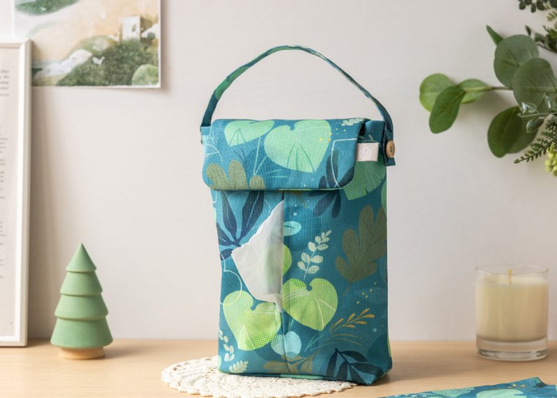 【夏日阔叶林-挂式卫生纸套】吊挂可拆 / 车用 / 露营 - 纸巾盒 - 聚酯纤维 绿色