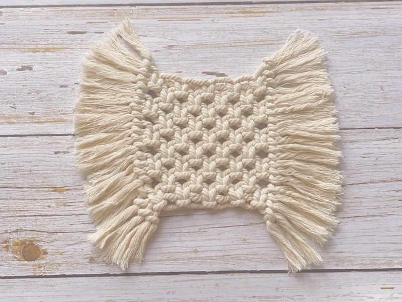 长方形手工编织流苏杯垫 餐垫 桌面装饰 - 摆饰 - 棉．麻 