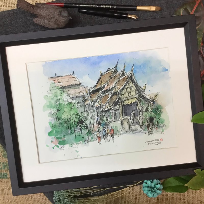 漫游清迈/手绘原创/淡彩/含画框 - 海报/装饰画/版画 - 纸 咖啡色