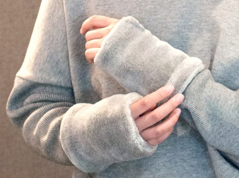 有机棉绒毛 牦牛混纺 灰褐色 护腕 - 围巾/披肩 - 棉．麻 灰色