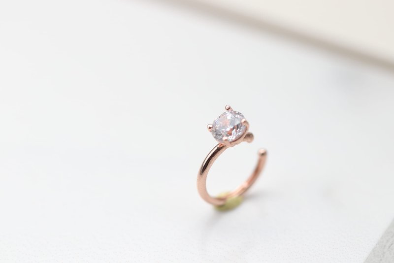 14K金 CZ Cuff Earring 单钻耳夹耳环 (0.50 ct)耳骨夹 不褪色 - 耳环/耳夹 - 贵金属 金色