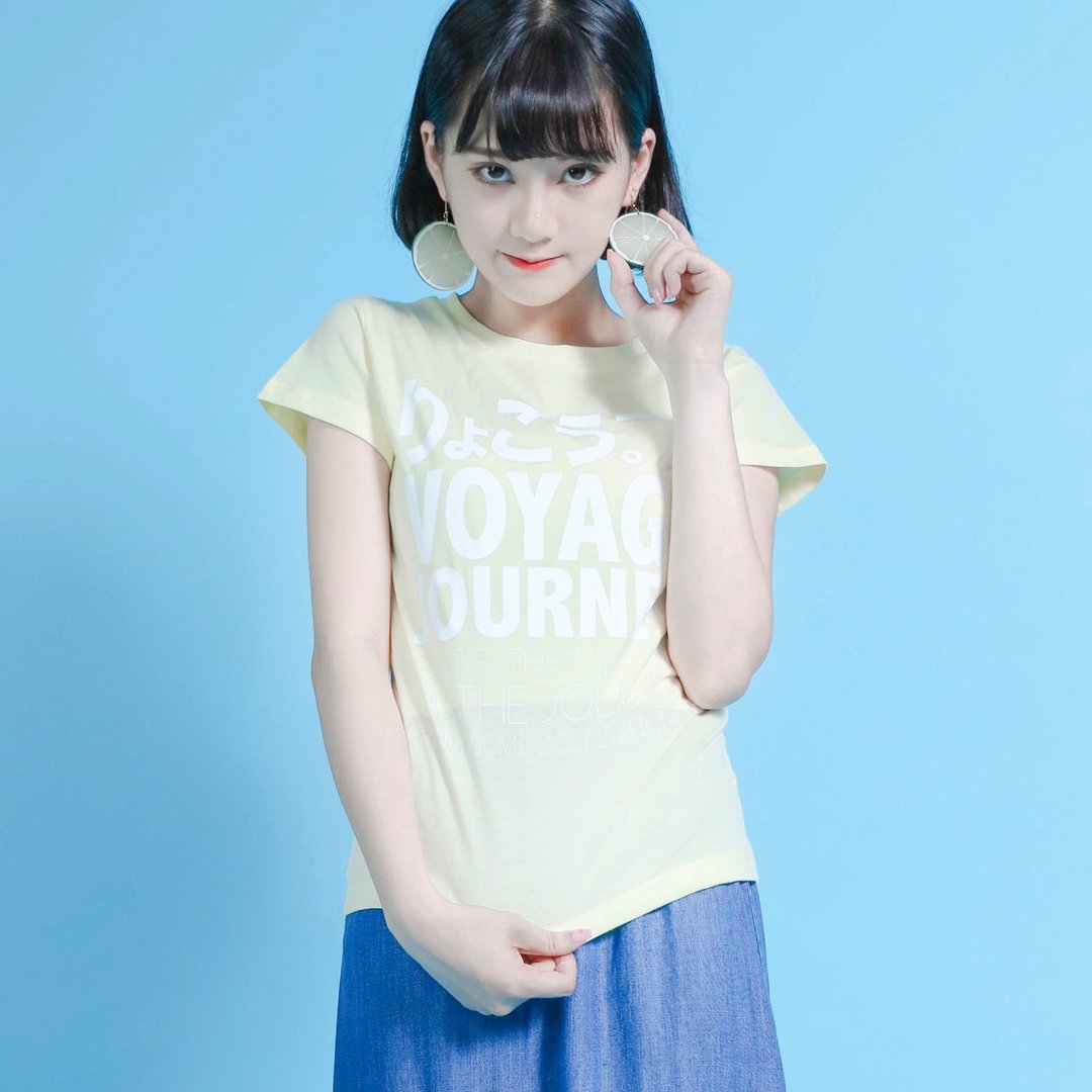 Travel 旅行语言T-shirt_合身版_6SF008_柠檬黄/白 - 女装 T 恤 - 棉 黄色
