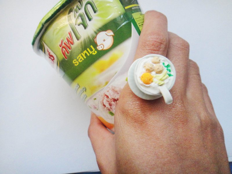 泰式速食粥戒指 - 戒指 - 粘土 粉红色