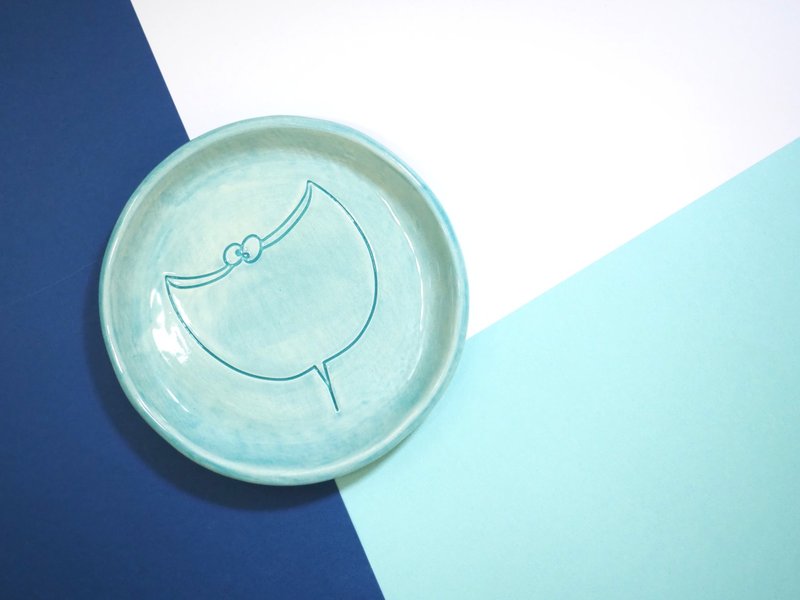 【海洋系列2.0】魔鬼鱼小圆碟 - 盘子/餐盘/盘架 - 陶 蓝色