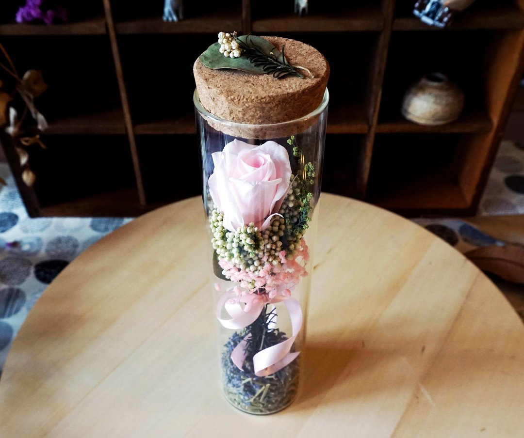 永生花瓶中罐/永生花/秘密瓶中罐 - 干燥花/捧花 - 植物．花 粉红色