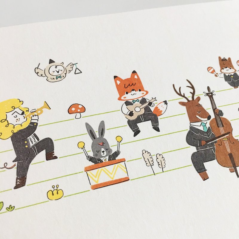 ↟↟ 明信片 - "啦啦乐团" - 卡片/明信片 - 纸 白色