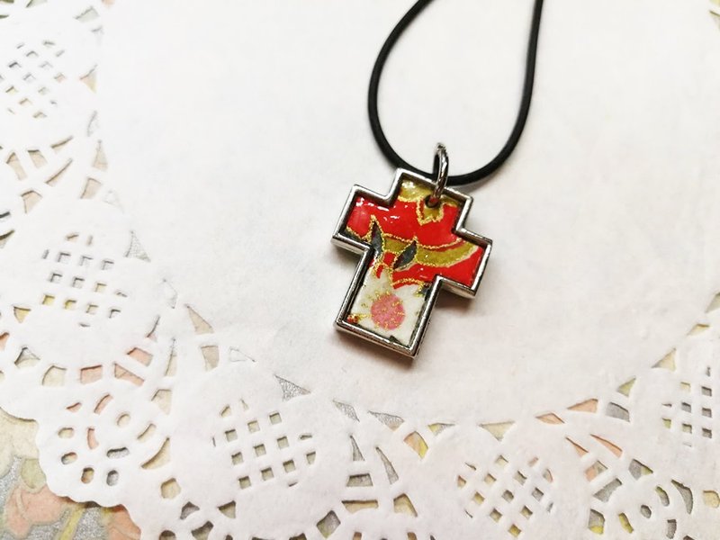 十字架项链颈链 日本友禅纸 和纸(独一商品)GY05-005 - 项链 - 纸 