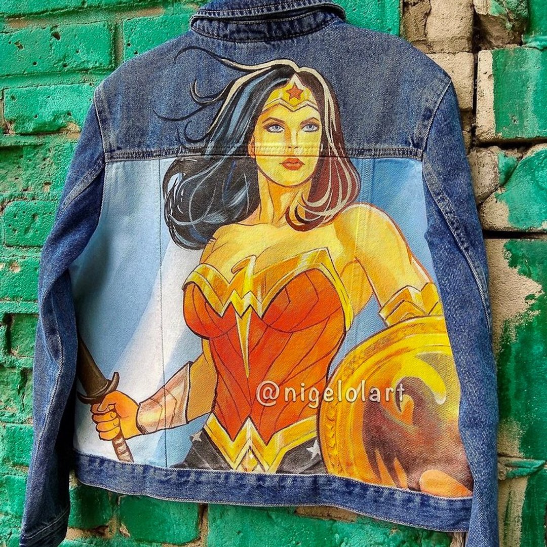 手绘丹宁外套 闪电侠 手工外套 超级少女 DC Comics - 女装休闲/机能外套 - 棉 多色