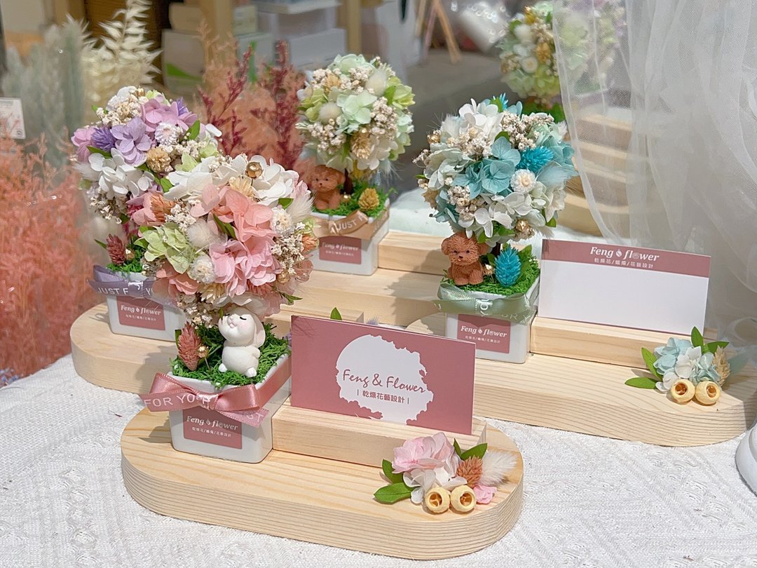 FengFlower 【永生花球树名片/相片座】永生花/干燥花/送礼 - 干燥花/捧花 - 植物．花 