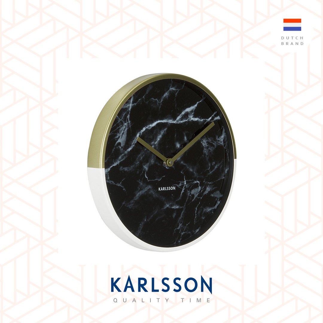 Karlsson, Wall clock 30cm Marble Delight black 云石金色框挂钟 - 时钟/闹钟 - 其他金属 黑色
